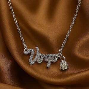 Virgo Zodiac Necklace – Silver Script Pendant w/ Glitter Charm Astrology Gift